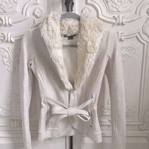 Armani Exchange AX faux fur belted cardigan